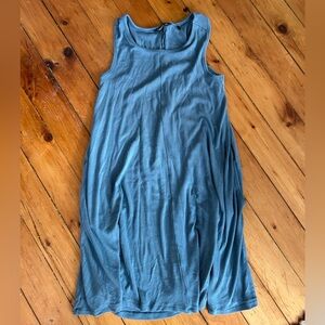 Toad & Co Daisy Rib A Line Dress small Round Neck Sleeveless high tide blue